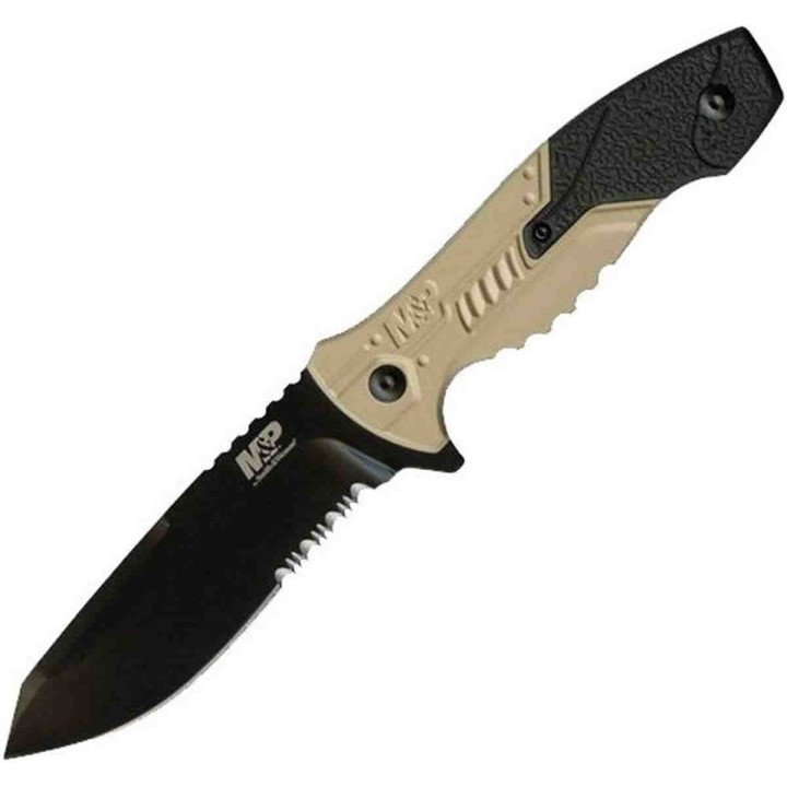 Couteau Tactical Smith&Wesson M&P Lame Acier 8Cr13MoV Manche Aluminium Etui Nylon SWMPF2CSCP - Livraison Gratuite