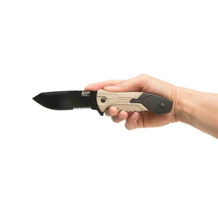 Couteau Tactical Smith&Wesson M&P Lame Acier 8Cr13MoV Manche Aluminium Etui Nylon SWMPF2CSCP - Livraison Gratuite