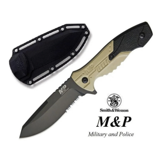 Couteau Tactical Smith&Wesson M&P Lame Acier 8Cr13MoV Manche Aluminium Etui Nylon SWMPF2CSCP - Livraison Gratuite
