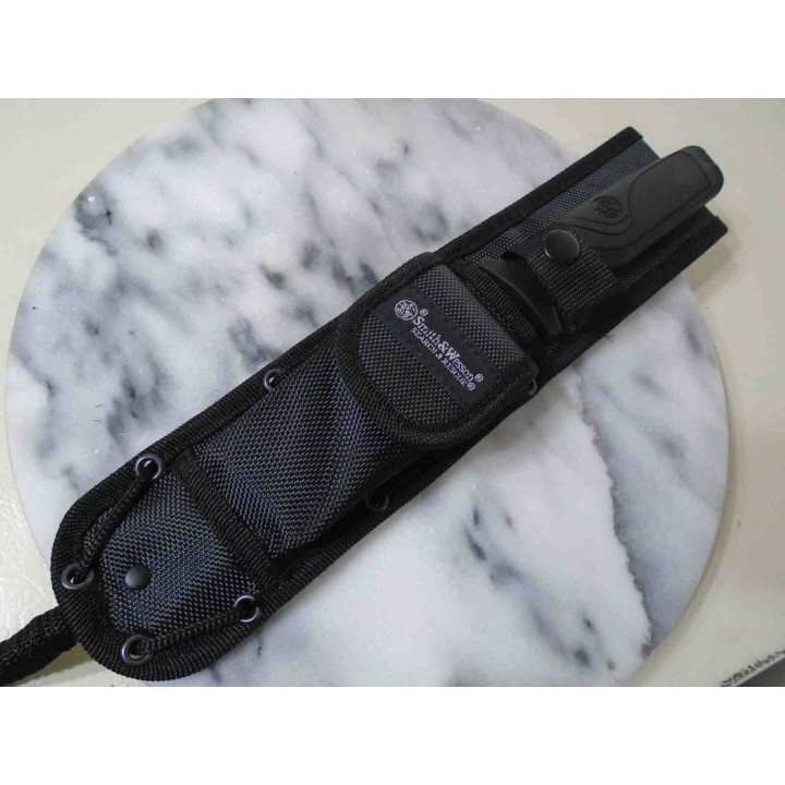Couteau Tactical Smith&Wesson Search & Rescue Lame Acier 8Cr13MoV Manche Aluminium Etui Nylon SW1100071 - Livraison Gratuite