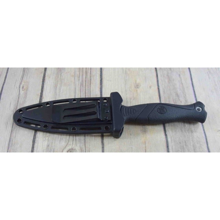 Couteau de Botte Smith&Wesson Boot Lame Acier 8Cr13MoV Manche TPE Etui Nylon SW1160816 - Livraison Gratuite