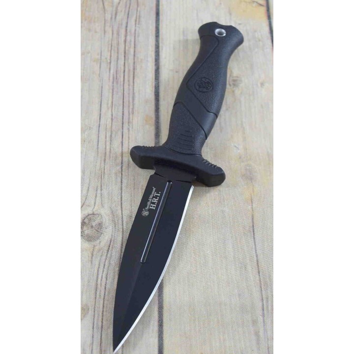 Couteau de Botte Smith&Wesson Boot Lame Acier 8Cr13MoV Manche TPE Etui Nylon SW1160816 - Livraison Gratuite