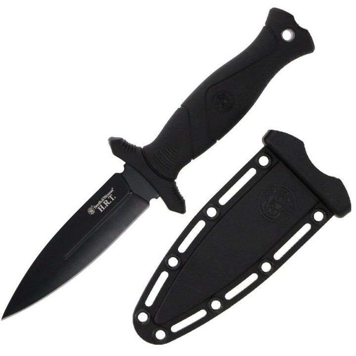Couteau de Botte Smith&Wesson Boot Lame Acier 8Cr13MoV Manche TPE Etui Nylon SW1160816 - Livraison Gratuite