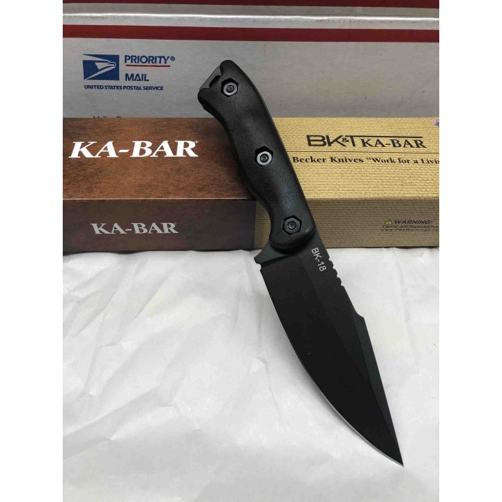 Couteau KA-BAR Becker Black Harpoon Lame Acier Carbone 1095 Manche Zytel Etui Polymère USA BKR18BK - Livraison Gratuite