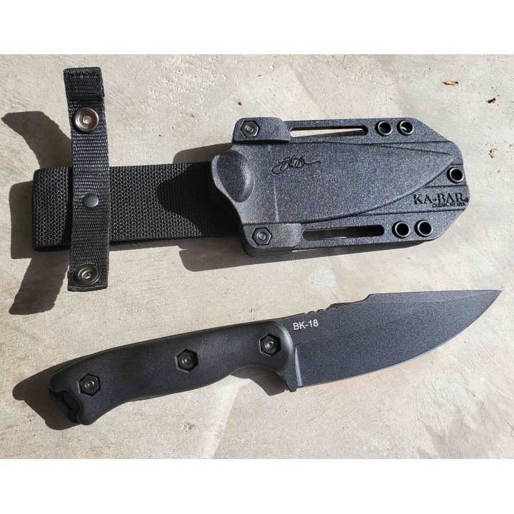 Couteau KA-BAR Becker Black Harpoon Lame Acier Carbone 1095 Manche Zytel Etui Polymère USA BKR18BK - Livraison Gratuite