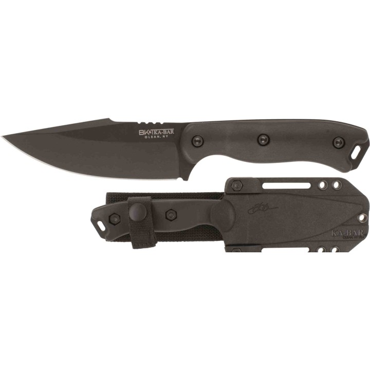 Couteau KA-BAR Becker Black Harpoon Lame Acier Carbone 1095 Manche Zytel Etui Polymère USA BKR18BK - Livraison Gratuite