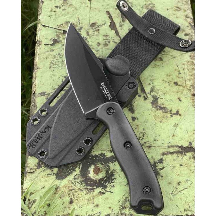Couteau KA-BAR Becker Black Harpoon Lame Acier Carbone 1095 Manche Zytel Etui Polymère USA BKR18BK - Livraison Gratuite