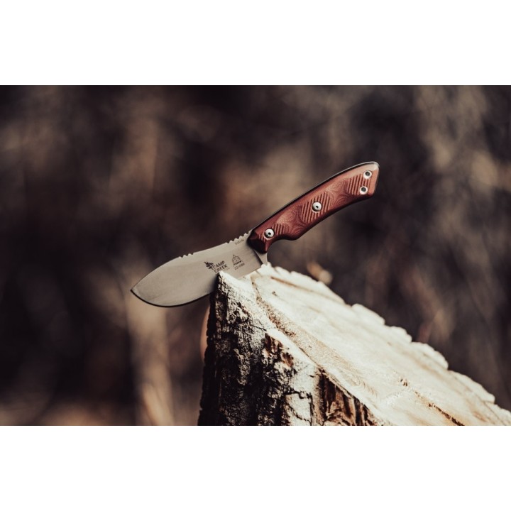 Couteau TOPS Camp Creek Fire Edition Lame Acier CPM S35VN Manche Red/Black G10 Etui Cuir USA TPCPCKFE01 - Livraison Gratuite