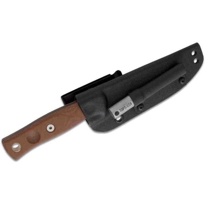 Couteau de Survie TOPS Fieldcraft 3.5 Lame Acier Carbone 1095 Manche Micarta Etui Made USA TPMBROS01SF - Livraison Gratuite 