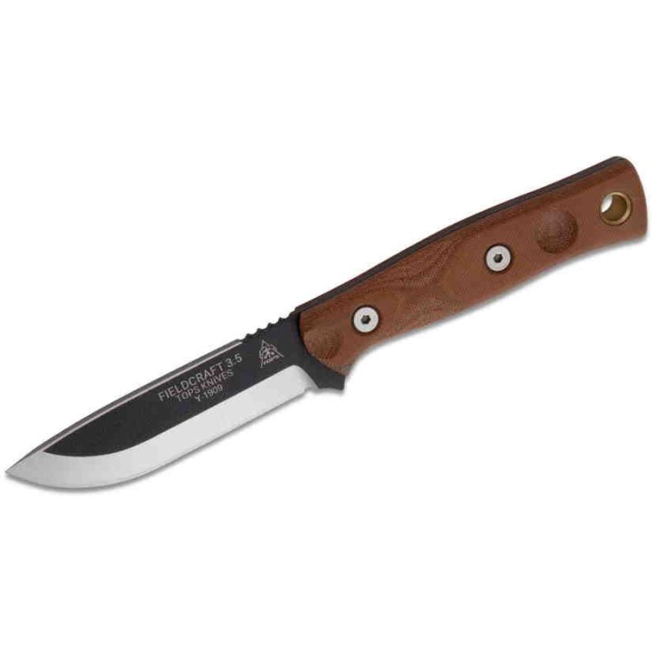 Couteau de Survie TOPS Fieldcraft 3.5 Lame Acier Carbone 1095 Manche Micarta Etui Made USA TPMBROS01SF - Livraison Gratuite 
