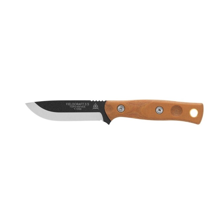Couteau de Survie TOPS Fieldcraft 3.5 Lame Acier Carbone 1095 Manche Tan Etui Kydex Made USA TPMBROS01 - Livraison Gratuite