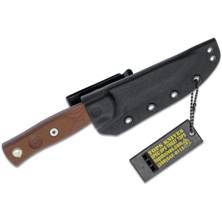 Couteau de Survie TOPS Fieldcraft 3.5 Lame Acier Carbone 1095 Manche Tan Etui Kydex Made USA TPMBROS01 - Livraison Gratuite
