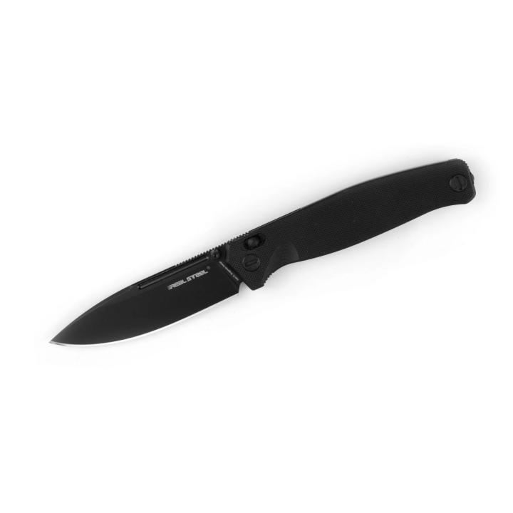 Couteau Real Steel HUGINN Full-Black Manche G10 Lame Acier VG10 Slide Lock Clip RS7652B - Livraison Gratuite