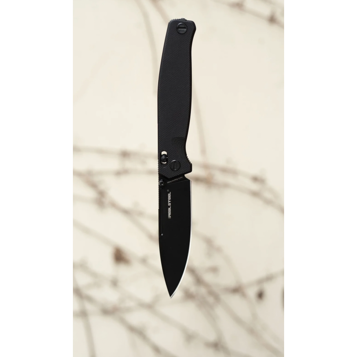 Couteau Real Steel HUGINN Full-Black Manche G10 Lame Acier VG10 Slide Lock Clip RS7652B - Livraison Gratuite