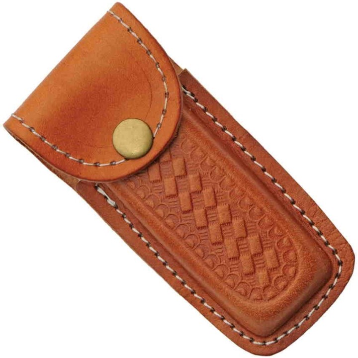 Couteau Damas Opal Blue Royal Lame Damas 128 Couches Manche Bois Lockback Etui Cuir DM1310 - Livraison Gratuite