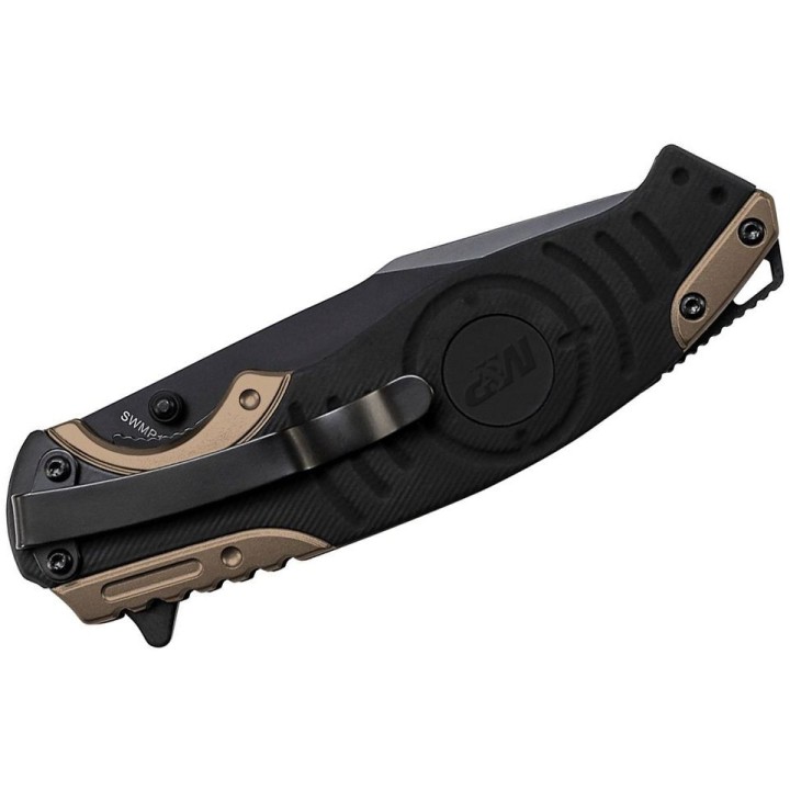 Couteau Smith&Wesson M&P Lame Acier 8Cr13Mov Serr Manche Aluminium Black&Gold Linerlock Clip SWMP13BSCP - Livraison Gratuite