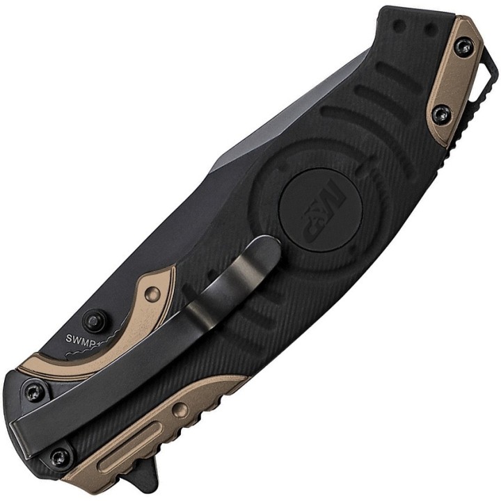 Couteau Smith&Wesson M&P Lame Acier 8Cr13Mov Serr Manche Aluminium Black&Gold Linerlock Clip SWMP13BSCP - Livraison Gratuite