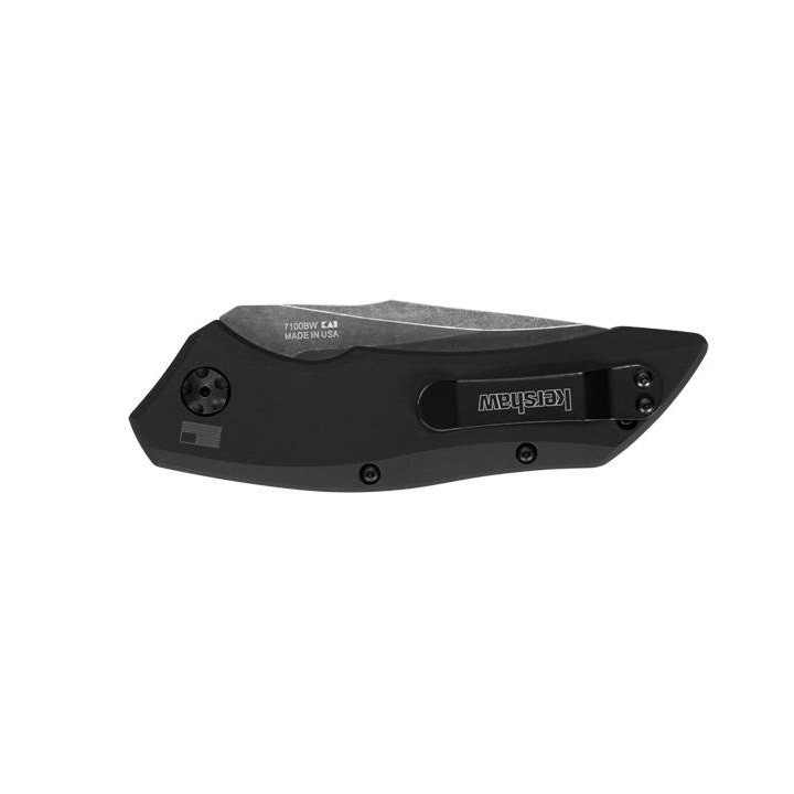 Couteau Automatique Kershaw Launch 1 Lame Acier CPM-154 Manche Aluminum Button Lock Clip Made USA KS7100BW - Livraison Gratuite