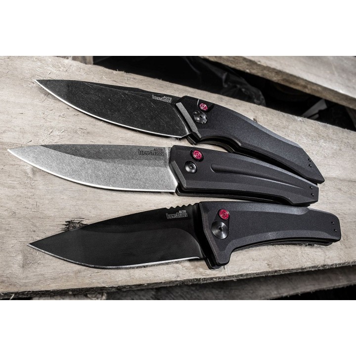 Couteau Automatique Kershaw Launch 1 Lame Acier CPM-154 Manche Aluminum Button Lock Clip Made USA KS7100BW - Livraison Gratuite