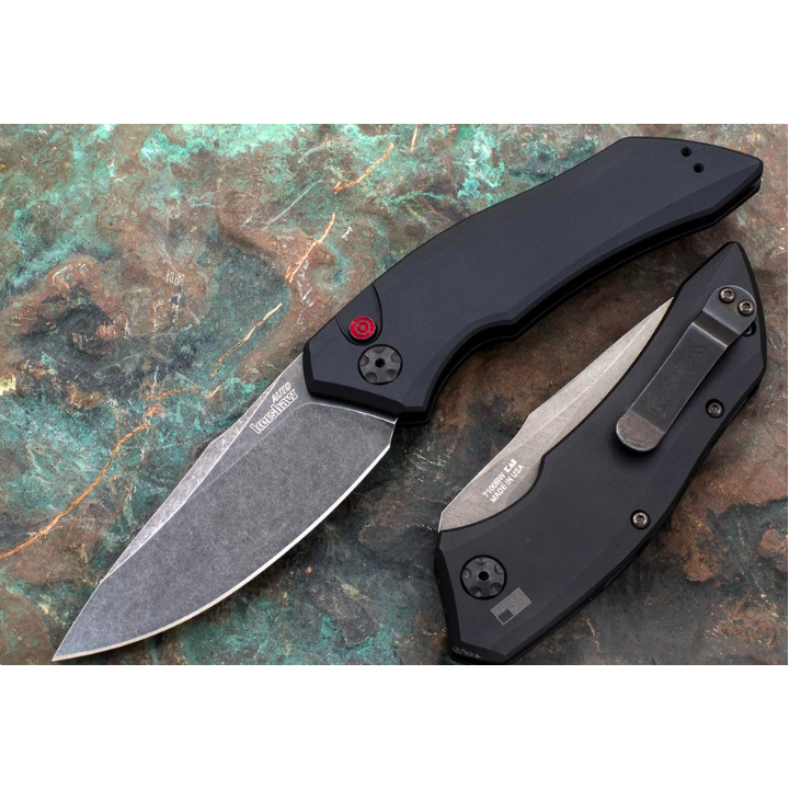 Couteau Automatique Kershaw Launch 1 Lame Acier CPM-154 Manche Aluminum Button Lock Clip Made USA KS7100BW - Livraison Gratuite