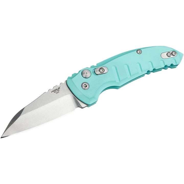 Couteau Automatique Hogue A01 MicroSwitch AUTO Lame Acier CPM-154 Manche Alu Aquamarine Made USA HO24103 - Livraison Gratuite