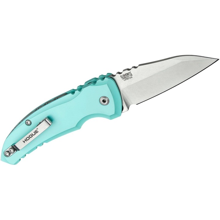 Couteau Automatique Hogue A01 MicroSwitch AUTO Lame Acier CPM-154 Manche Alu Aquamarine Made USA HO24103 - Livraison Gratuite