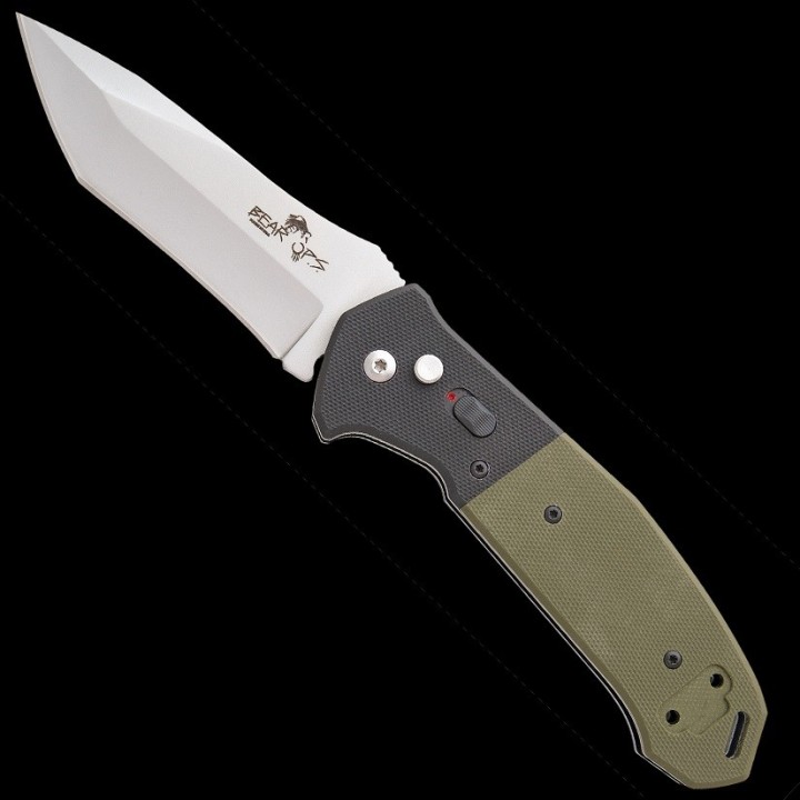 Couteau Automatique Bear OPS Bold Action V Tanto Lame Acier 14C28N Manche Green/G10 Made USA BCAC550B4P - Livraison Gratuite