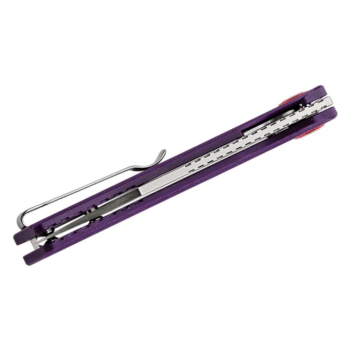 Couteau CJRB Ruffian Purple Lame Acier AR-RPM9 Satin Manche G10 IKBS Linerlock Clip J1924VT - Livraison Gratuite