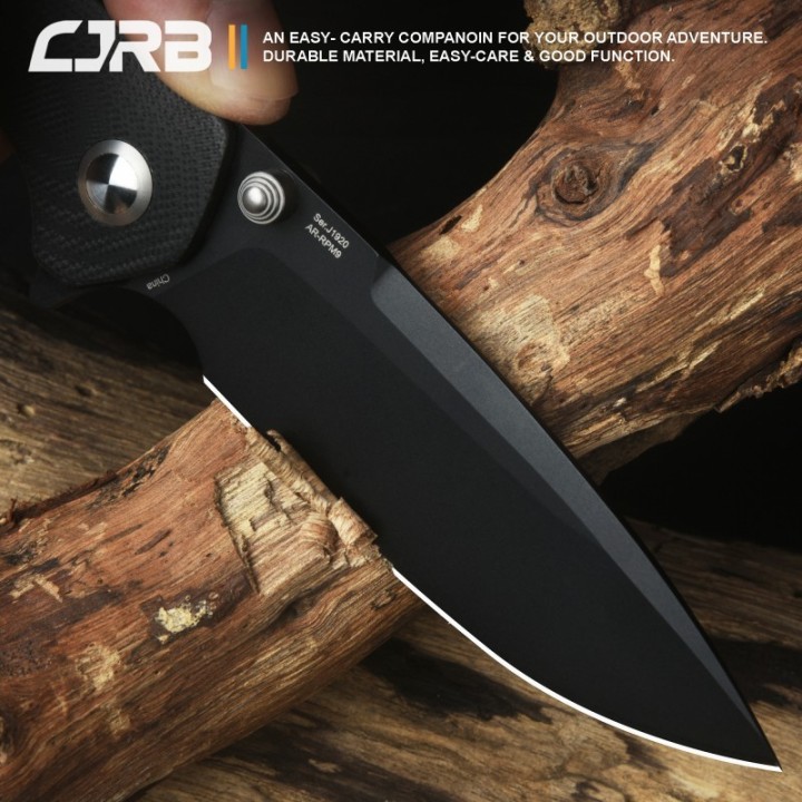 Couteau CJRB Scoria Black Lame Acier AR-RPM9 Manche G10 IKBS J1920BBK - Livraison Gratuite