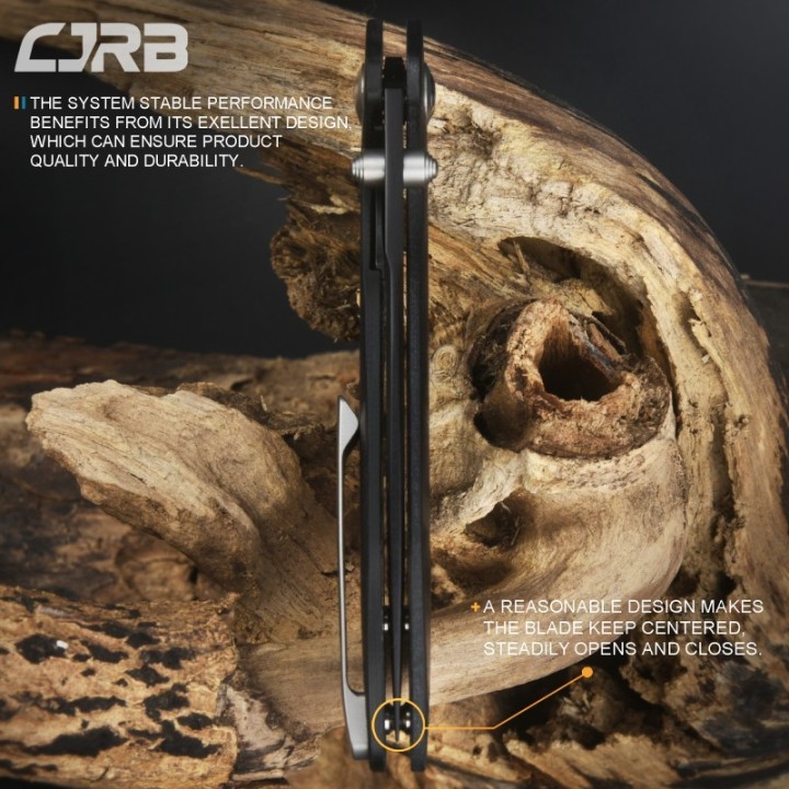 Couteau CJRB Scoria Black Lame Acier AR-RPM9 Manche G10 IKBS J1920BBK - Livraison Gratuite