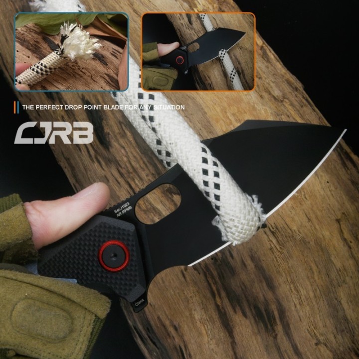 Couteau CJRB Caldera Blue&Black Lame Acier AR-RPM9 Cleaver Manche G10 IKBS J1923BBU - Livraison Gratuite
