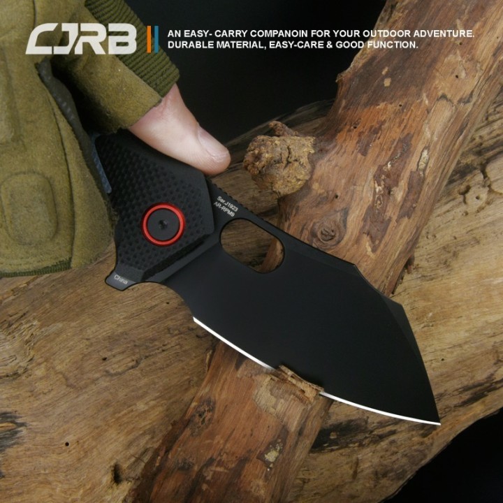 Couteau CJRB Caldera Blue&Black Lame Acier AR-RPM9 Cleaver Manche G10 IKBS J1923BBU - Livraison Gratuite