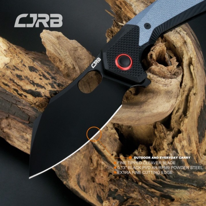 Couteau CJRB Caldera Blue&Black Lame Acier AR-RPM9 Cleaver Manche G10 IKBS J1923BBU - Livraison Gratuite