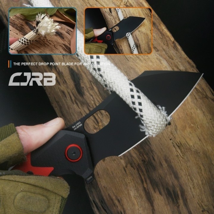 Couteau CJRB Caldera Red&Black Lame Acier AR-RPM9 Cleaver Manche G10 IKBS J1923BRE - Livraison Gratuite