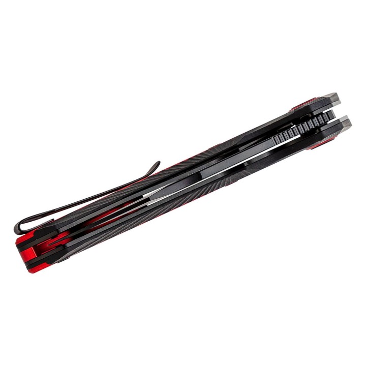 Couteau CJRB Caldera Red&Black Lame Acier AR-RPM9 Cleaver Manche G10 IKBS J1923BRE - Livraison Gratuite
