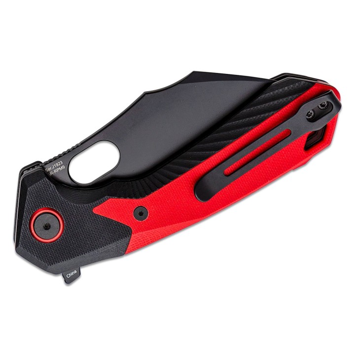 Couteau CJRB Caldera Red&Black Lame Acier AR-RPM9 Cleaver Manche G10 IKBS J1923BRE - Livraison Gratuite