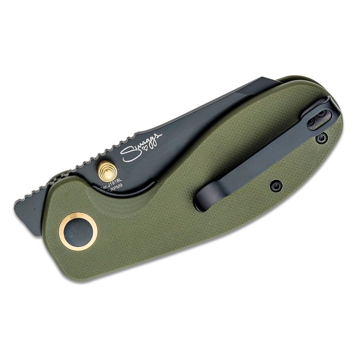 Couteau CJRB More Maileah Green G10 Lame Acier AR-RPM9 Reverse Tanto Black IKBS J1918LBGN - Livraison Gratuite