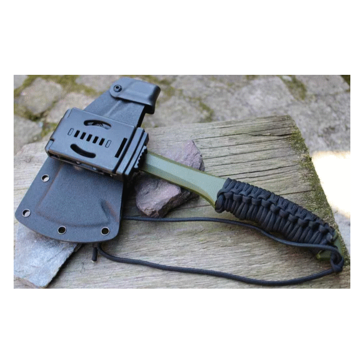 Hache Tomahawk Browning Shock'N Awe Green Acier Carbone 1055 Manche Paracorde Etui Blade-Tech BR110BLG - Livraison Gratuite