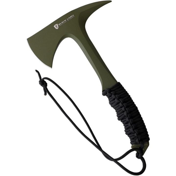 Hache Tomahawk Browning Shock'N Awe Green Acier Carbone 1055 Manche Paracorde Etui Blade-Tech BR110BLG - Livraison Gratuite