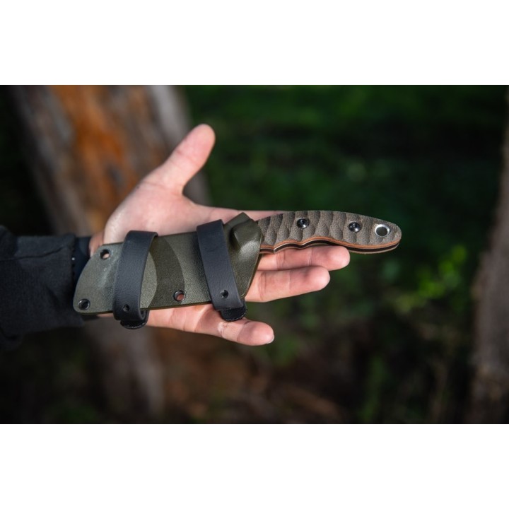 Couteau Tops Knives Sheep Creek Tan & Green Manche Micarta Lame Acier 154Cm Etui Kydex Made USA TPSPCK01 - Livraison Gratuite