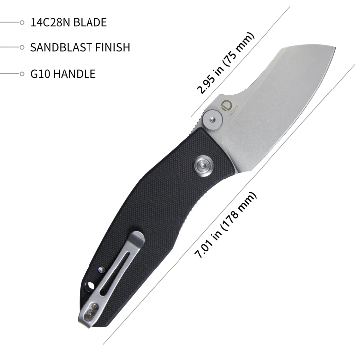 Couteau Kubey Monsterdog Black Lame Acier 14C28N Manche G10 IKBS Linerlock Clip KUB337A - Livraison Gratuite