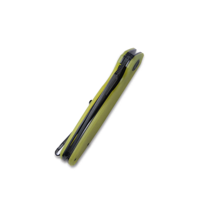 Couteau Kubey Tityus Yellow Lame Acier D2 Dark Stonewash Manche G10 IKBS Linerlock Clip KUB322G - Livraison Gratuite
