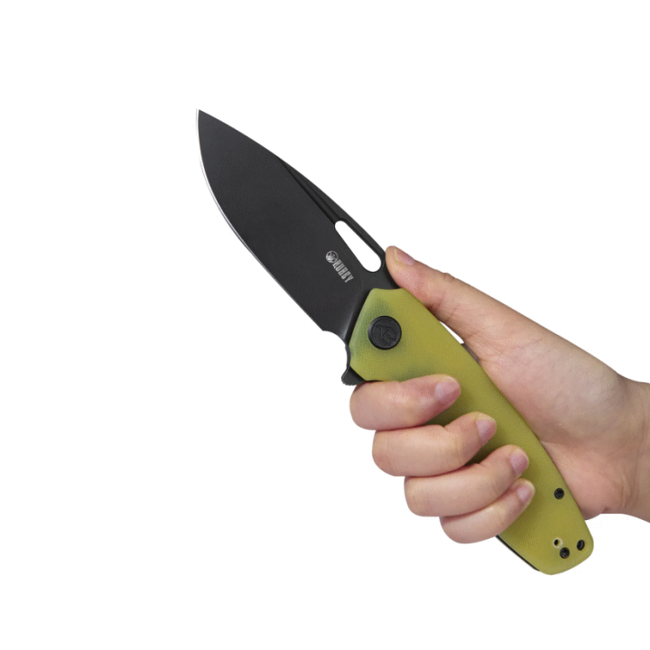 Couteau Kubey Tityus Yellow Lame Acier D2 Dark Stonewash Manche G10 IKBS Linerlock Clip KUB322G - Livraison Gratuite