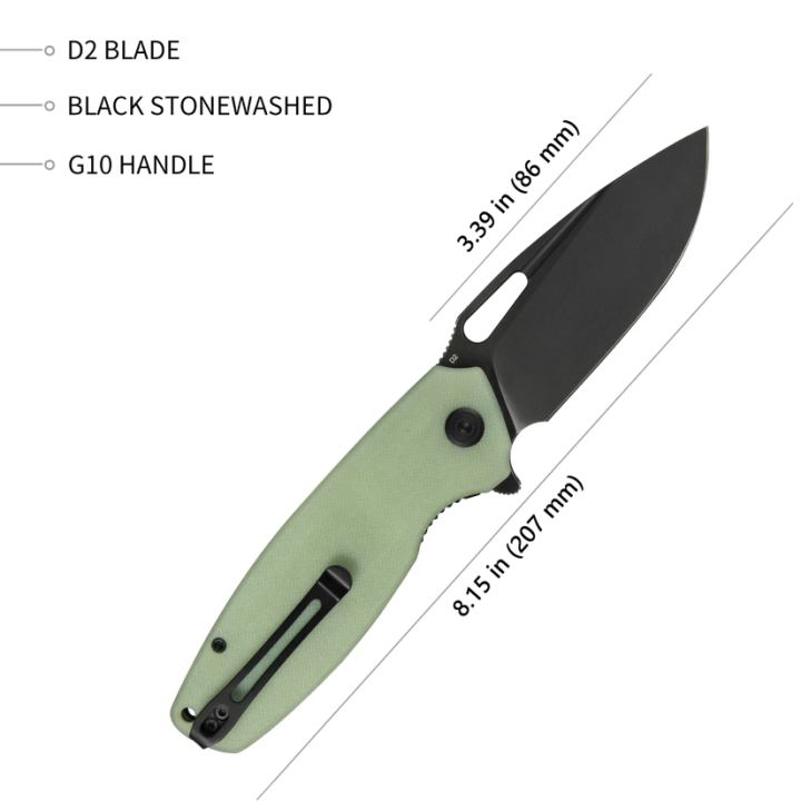 Couteau Kubey Tityus Jade Lame Acier D2 Dark Stonewash Manche G10 IKBS Linerlock Clip KUB322E - Livraison Gratuite