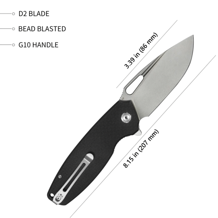 Couteau Kubey Tityus Black Lame Acier D2 Bead Blasted Manche G10 IKBS Linerlock Clip KUB322A - Livraison Gratuite