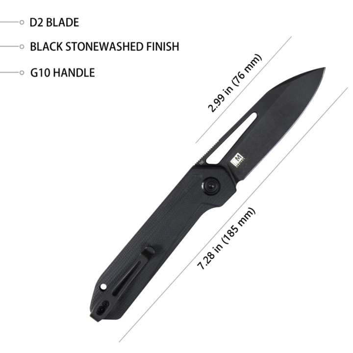 Couteau Kubey Royal Nest Black Lame Acier D2 Dark Manche G10 IKBS Linerlock Clip KUB321H - Livraison Gratuite