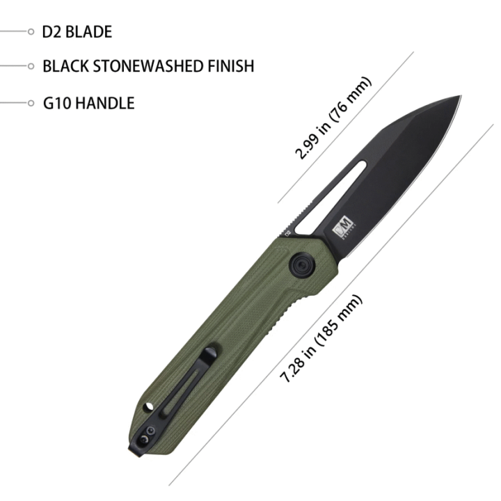 Couteau Kubey Royal Nest OD Green Lame Acier D2 Dark Manche G10 IKBS Linerlock Clip KUB321F - Livraison Gratuite