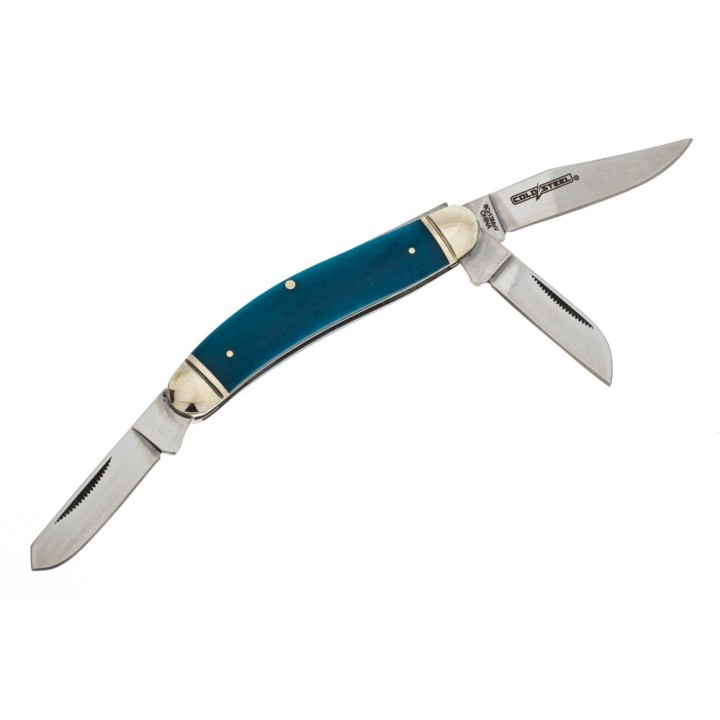 Couteau Cold Steel Gentlemen's Stockman Blue 3 Lames Acier 8Cr13MoV Manche Os CSFLGSTKMB - Livraison Gratuite
