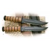 Couteau Militaire Short KA-BAR USMC Lame Acier Carbone 1095 Part Serrat Manche Cuir Made USA KA1252