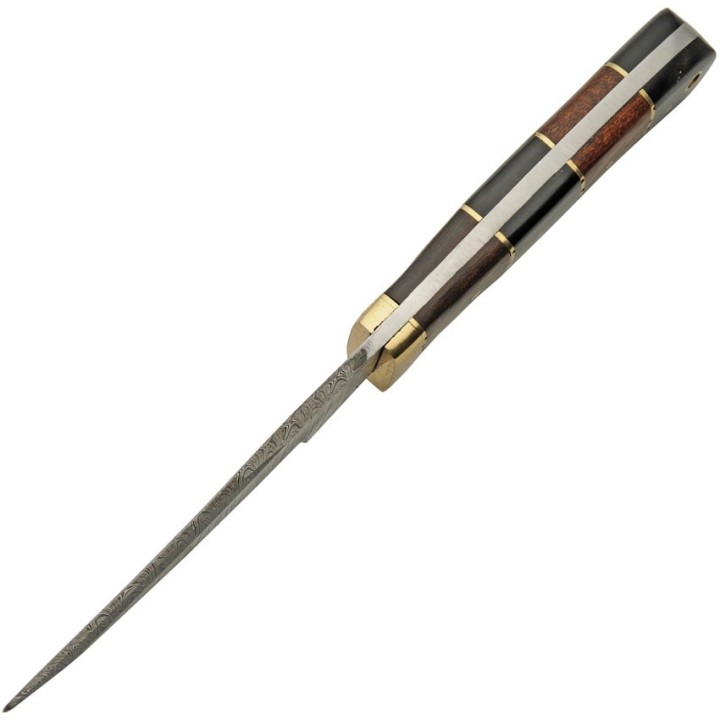 Couteau Bowie Damas Hunter Horn/Walnut 256 Couches Manche Corne & Noyer Etui Cuir DM1313HW - Livraison Gratuite